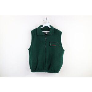 Vintage 90s Jeep Gear Mens XL Spell Out Full Zip Fleece Vest Jacket Green USA